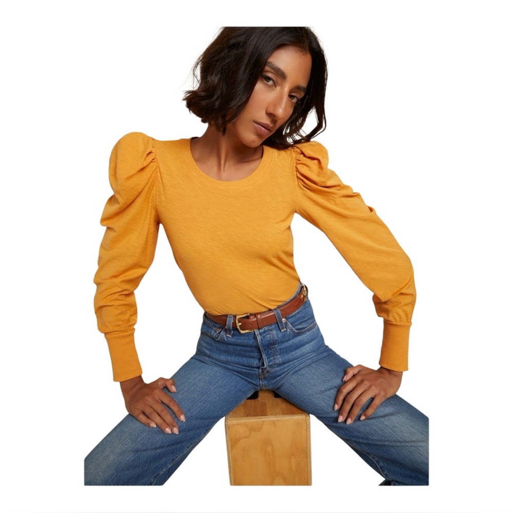 Nation Ltd Romy Long Puffy Sleeve Top In Clementine